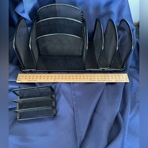 Black Mesh Desk Organizer Set with Business card Holder